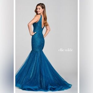 Ellie Wilde Turquoise Embellished Dress EW121044